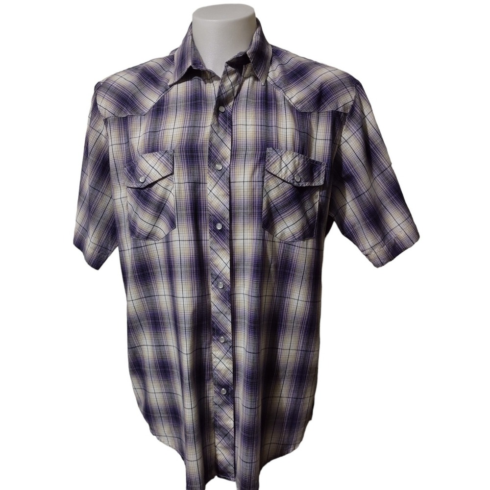 Roper Shirt Men's Size XL Pearl Snap Up Western Pockets Collared Short Sleeve